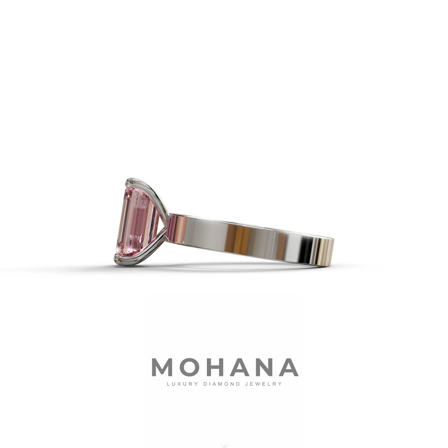 3 Carat Pink Emerald Lab Grown Diamond Solitaire Engagement Ring - Zulu