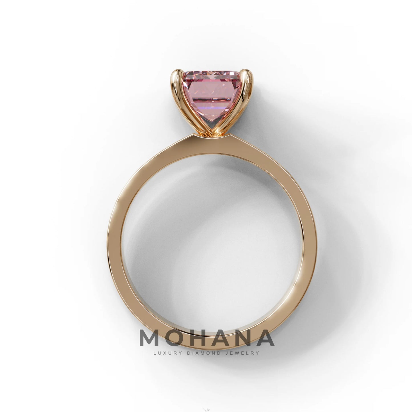 3 Carat Pink Emerald Lab Grown Diamond Solitaire Engagement Ring - Zulu