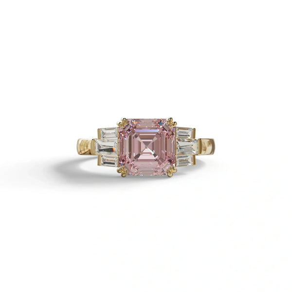 3 Carat Pink Lab Grown Diamond Engagement Ring – Asscher Cut Halo | Celestial