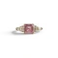 3 Carat Pink Asscher Three Stone Lab grown Diamond Ring - Vetra - 10K Solid Gold / Yellow Gold
