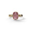 3 Carat Pink Elongated Cushion Cut Bezel Set Engagement Ring - Astrae - 10K Solid Gold / Yellow Gold