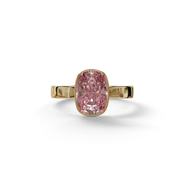 3 Carat Pink Lab Grown Diamond Engagement Ring – Cushion Cut Bezel | Astrae
