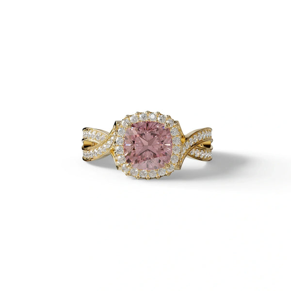 3 Carat Pink Lab Grown Diamond Engagement Ring – Cushion Cut Halo | Odessa