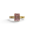3 carat Fancy Intense Pink Emerald cut Lab Diamond bezel setting Engagement Ring - Zelora - 10K Solid Gold / Yellow Gold