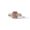 3 Ct Fancy Vivid Pink Emerald Cut Lab Diamond Ring - Lumons - 10K Solid Gold / Yellow Gold