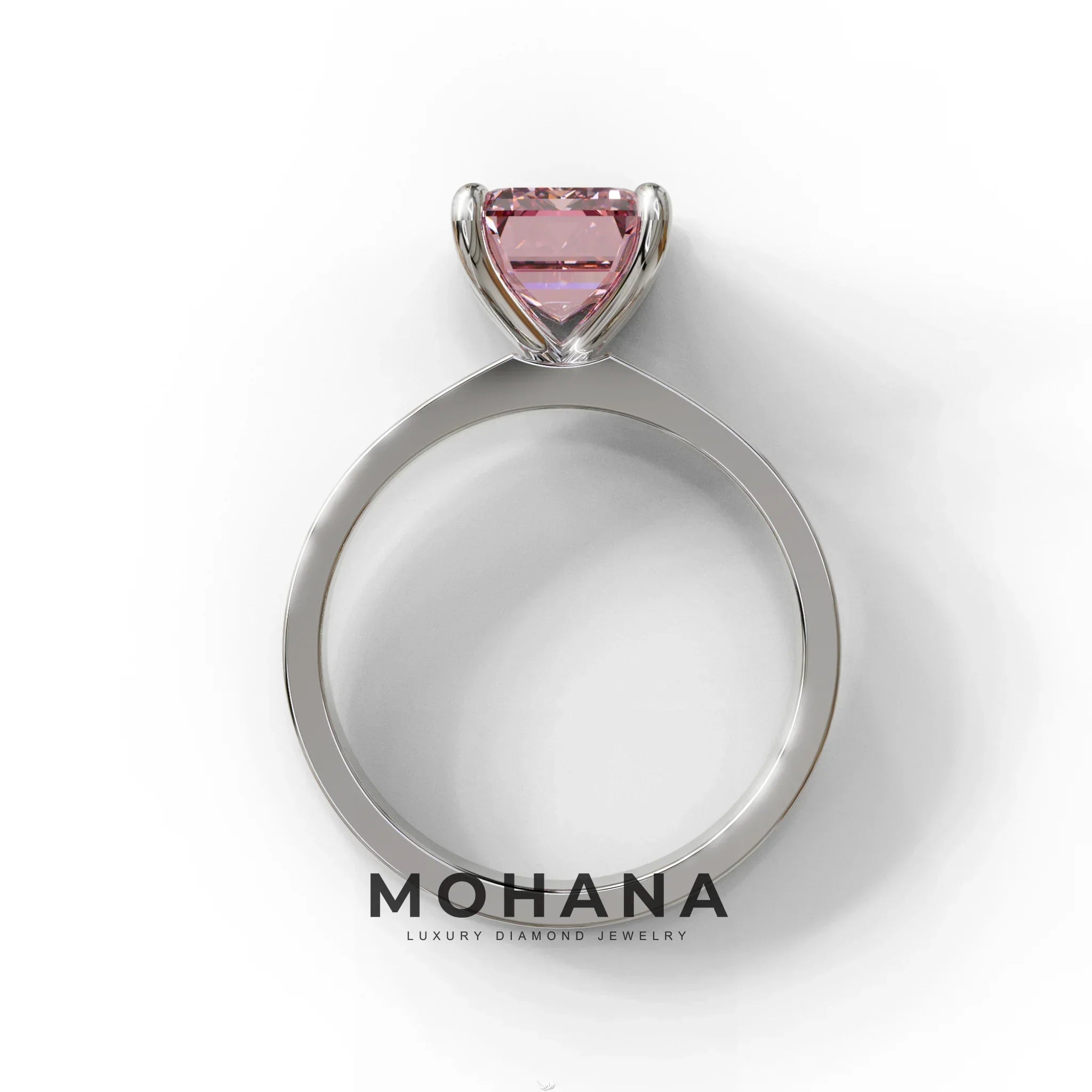 3 Carat Pink Emerald Lab Grown Diamond Solitaire Engagement Ring - Zulu