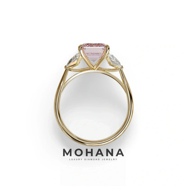 3 Carat Pink Lab Grown Diamond Engagement Ring – Emerald Cut Three Stone | Polaris alternate view