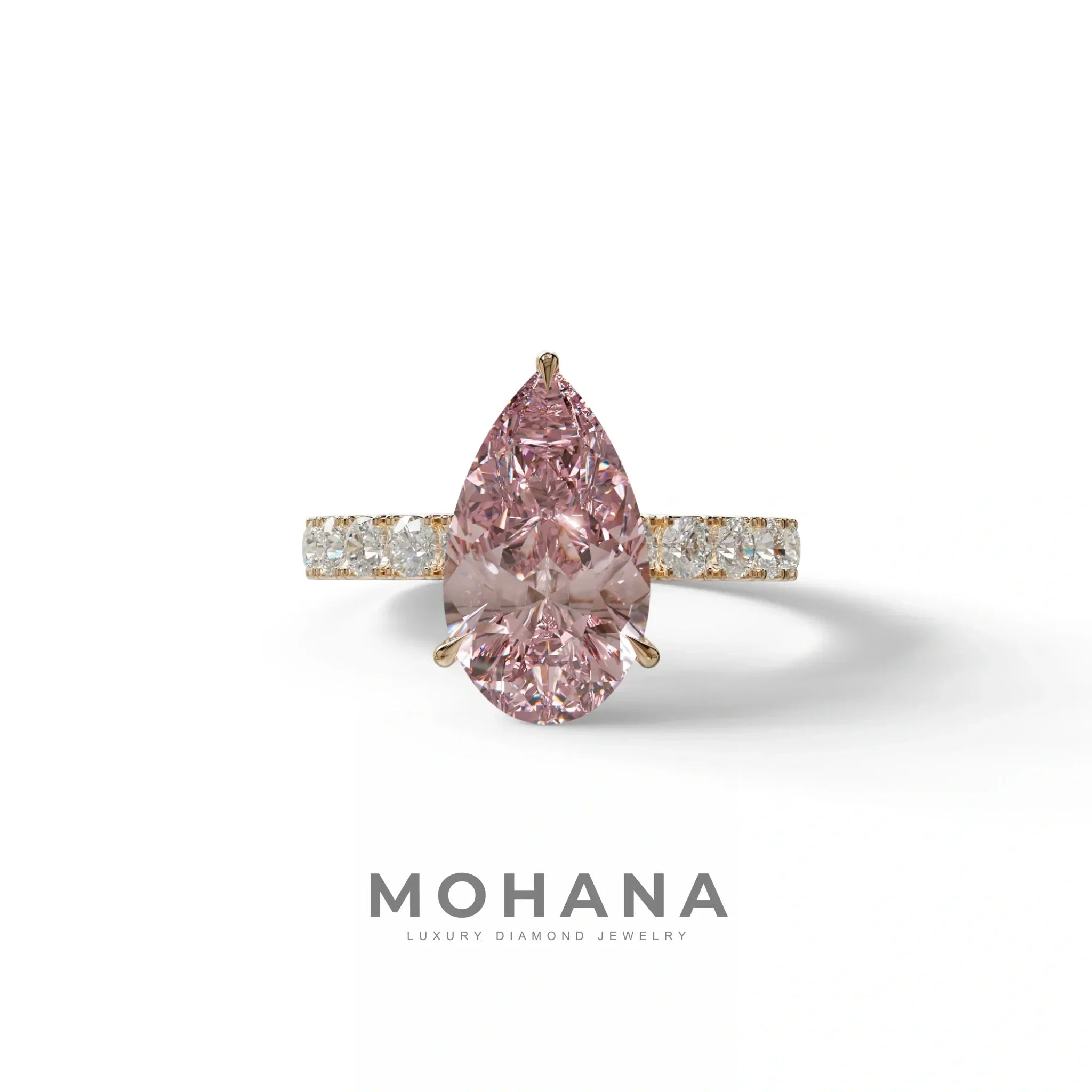 3 carat Pink Lab Grown Diamond Engagement Ring - Feesia - 10K Solid Gold / Rose Gold