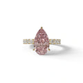 3 carat Pink Lab Grown Diamond Engagement Ring - Feesia - 10K Solid Gold / Yellow Gold