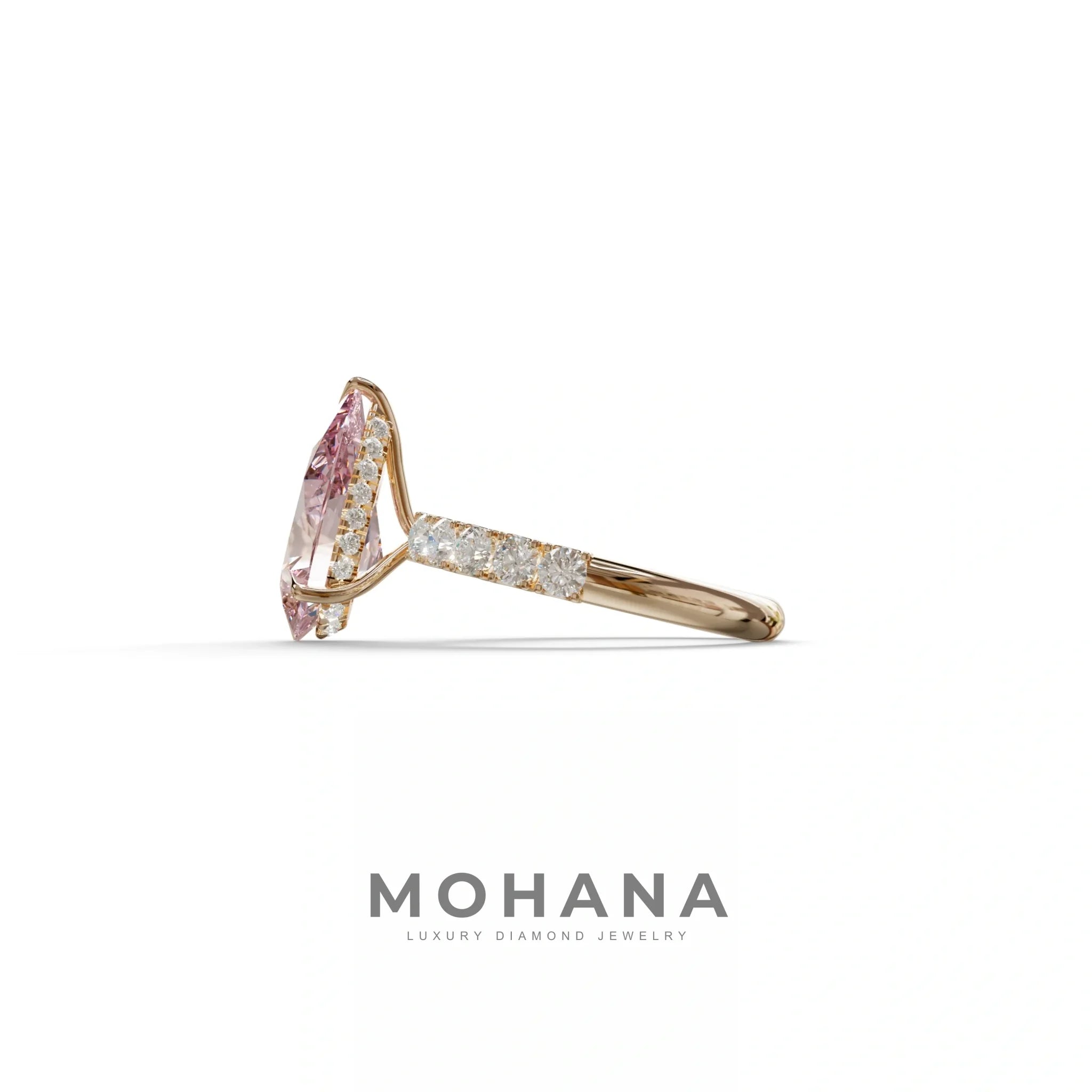 3 carat Pink Lab Grown Diamond Engagement Ring - Feesia