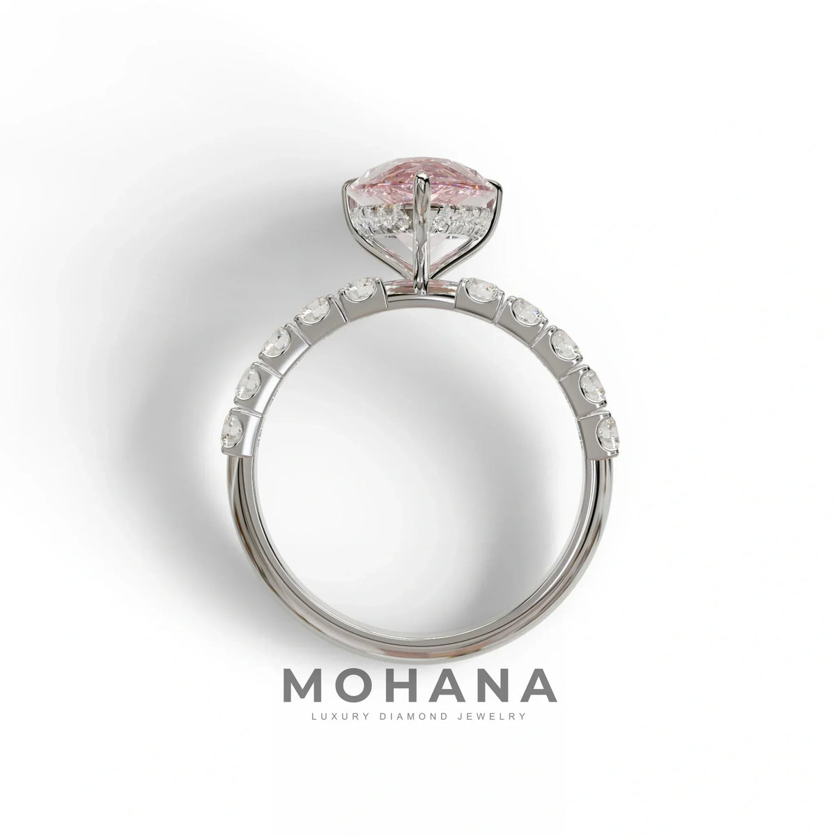 3 carat Pink Lab Grown Diamond Engagement Ring - Feesia