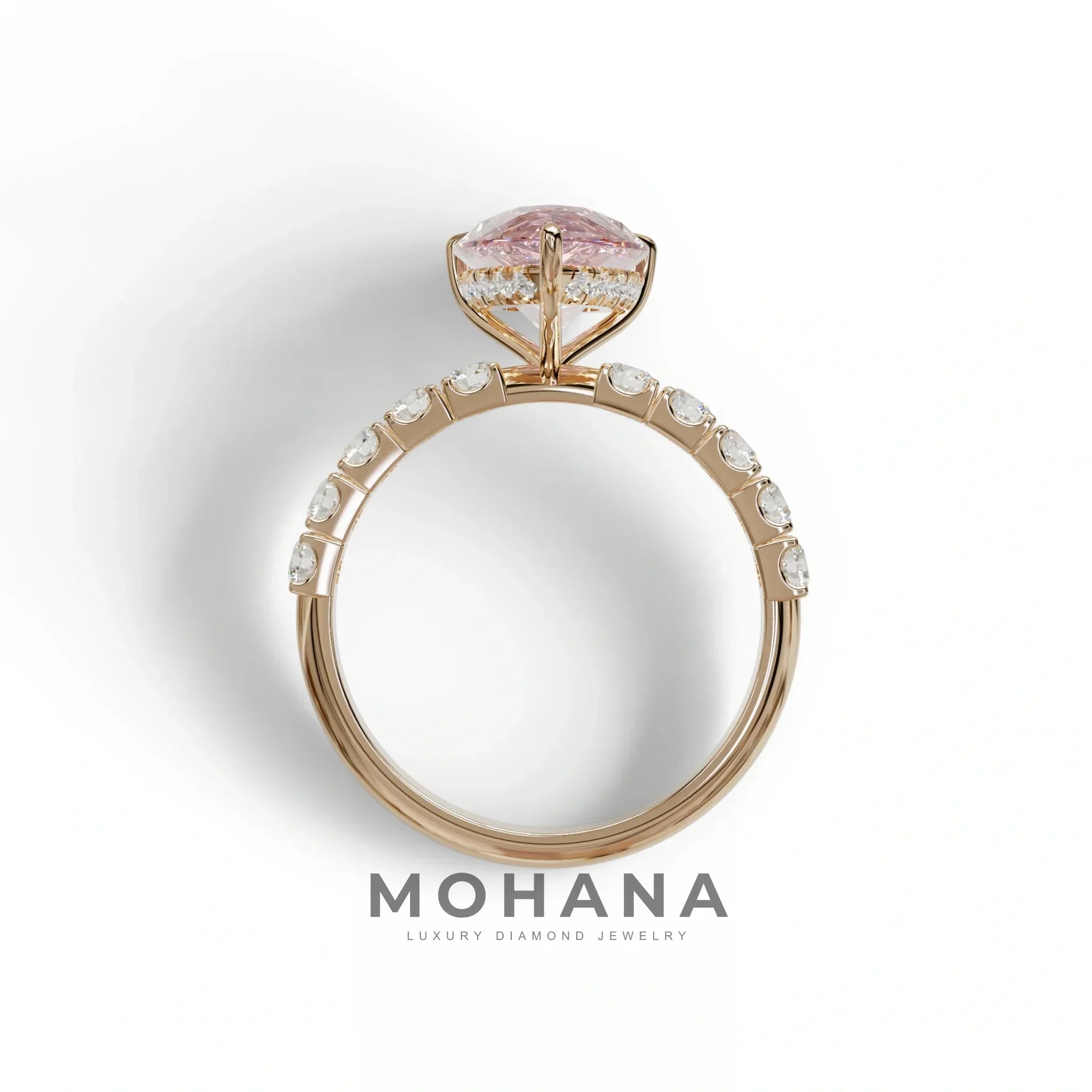 3 carat Pink Lab Grown Diamond Engagement Ring - Feesia