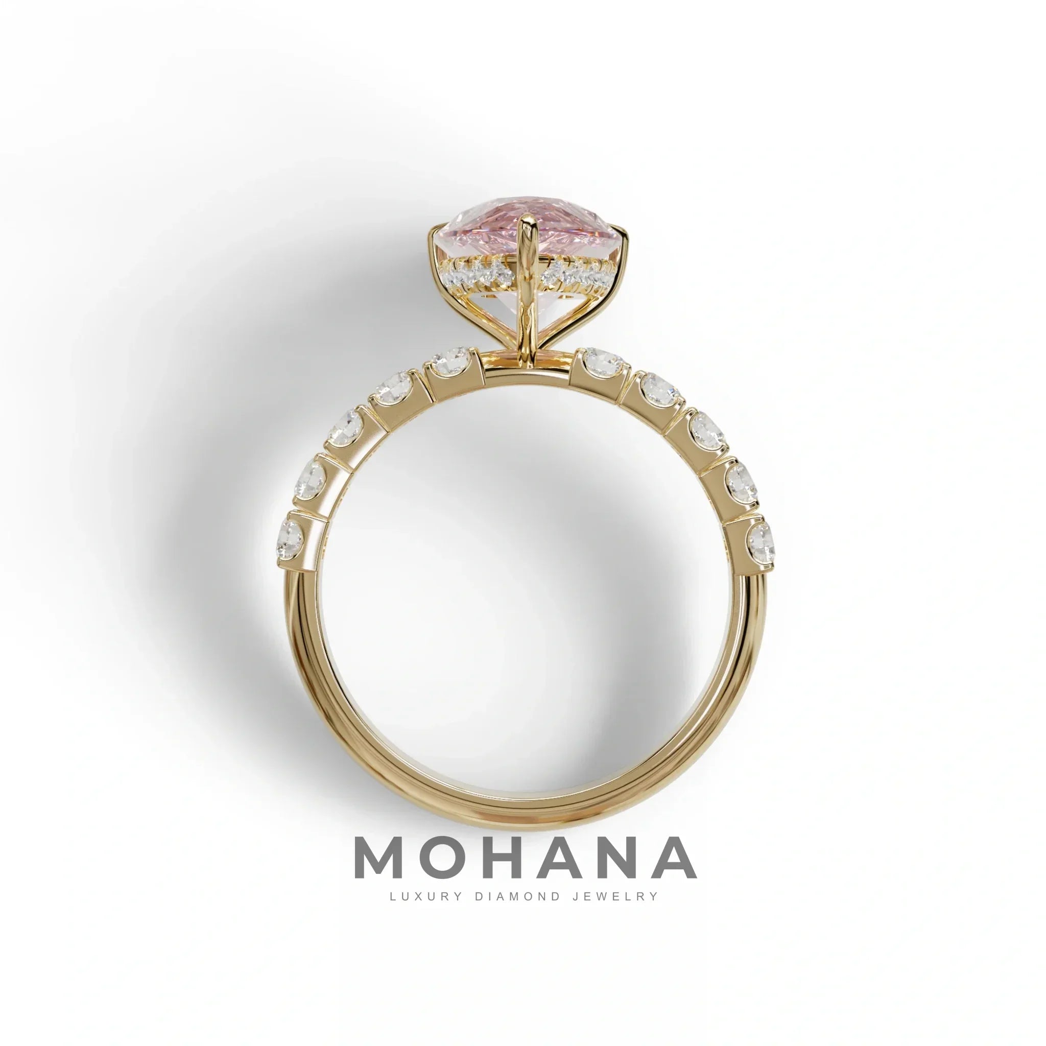 3 carat Pink Lab Grown Diamond Engagement Ring - Feesia