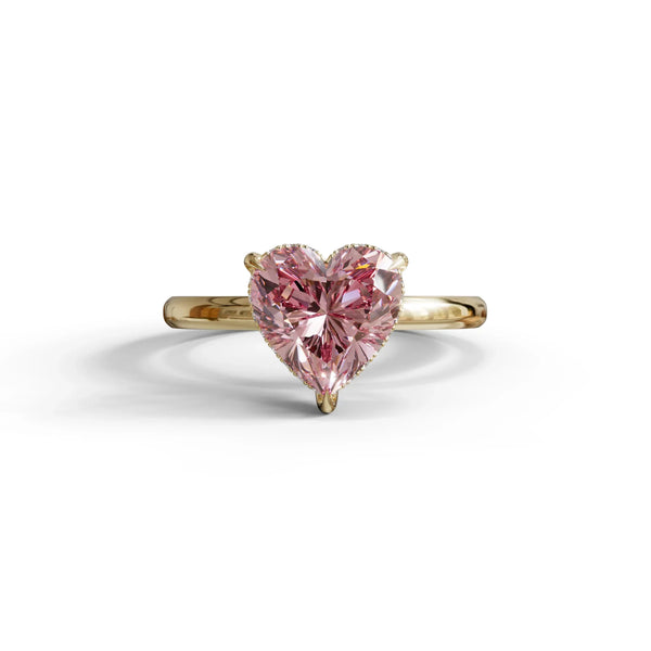 3 Carat Pink Lab Grown Diamond Engagement Ring – Heart Cut Hidden Halo