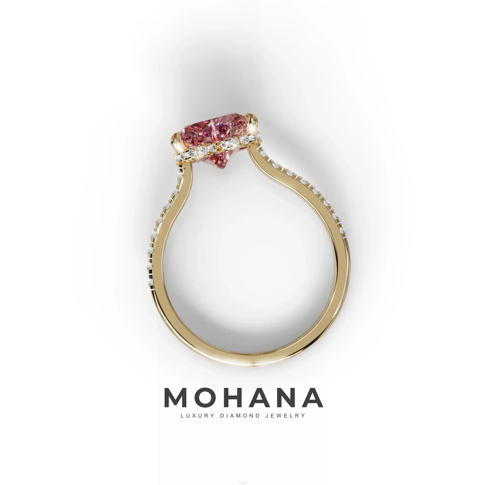 Pink Heart Diamond Engagement Ring – IGI Certified Lab Grown Diamond Pavé Setting