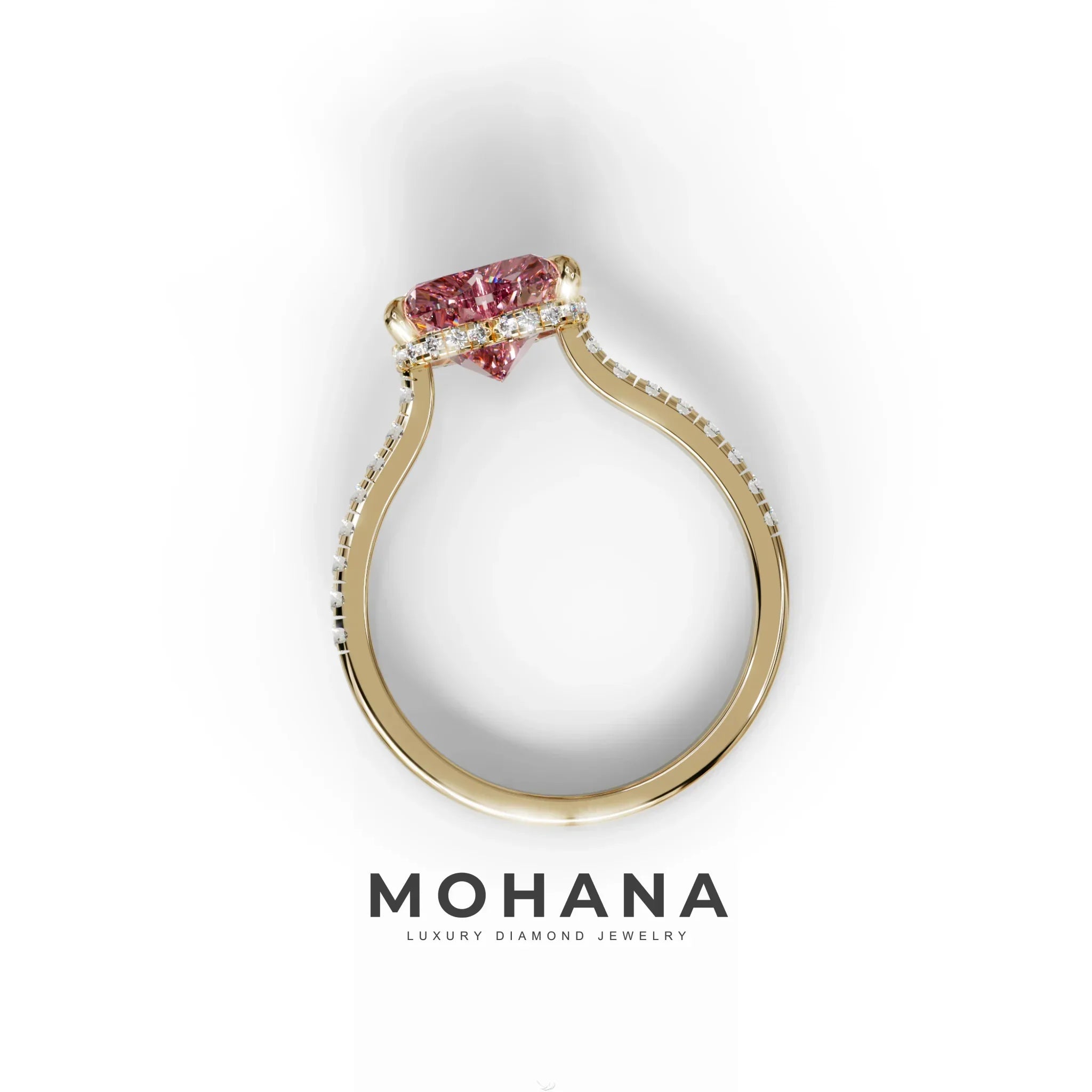 Pink Heart Diamond Engagement Ring – IGI Certified Lab Grown Diamond Pavé Setting