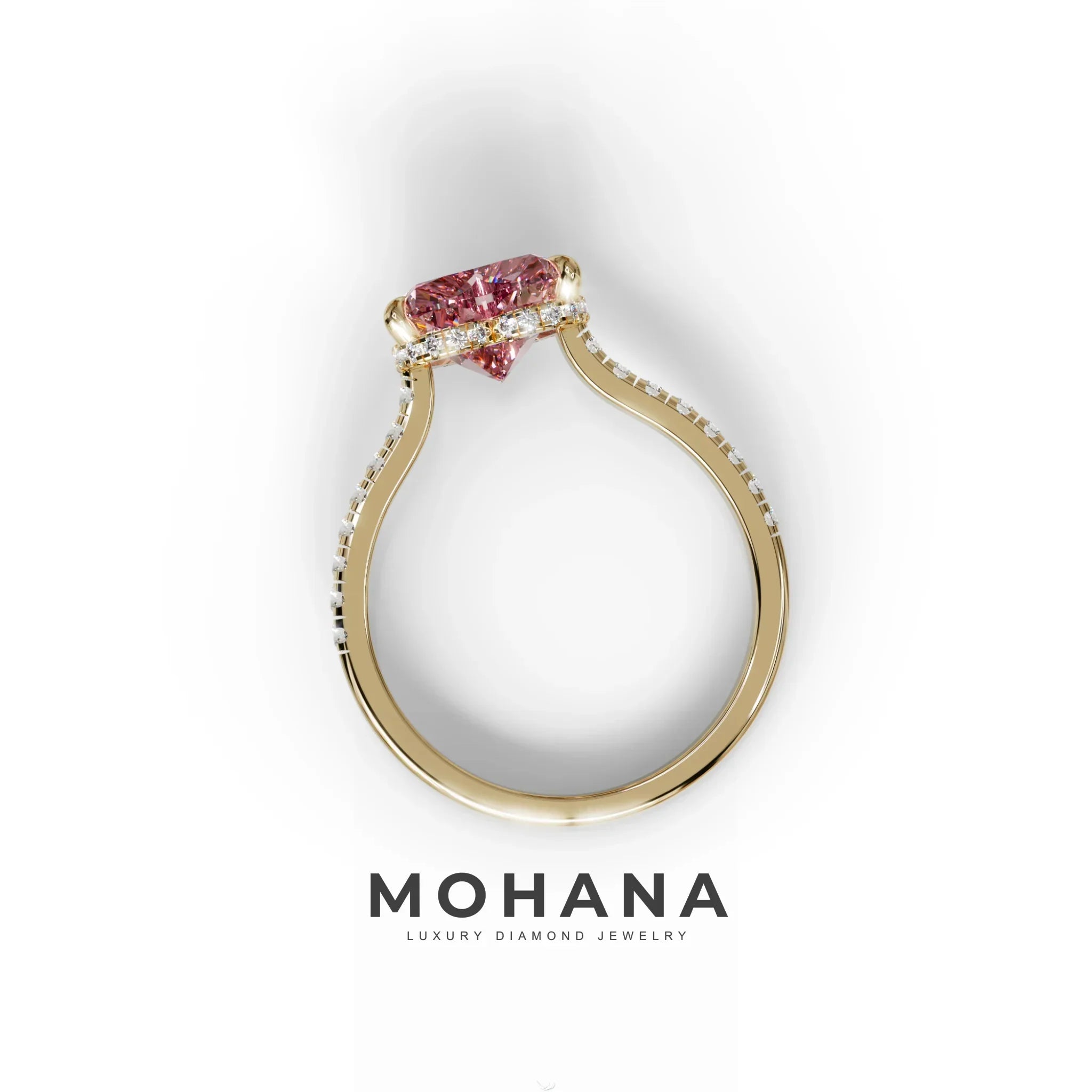 Pink Heart Diamond Engagement Ring – IGI Certified Lab Grown Diamond Pavé Setting