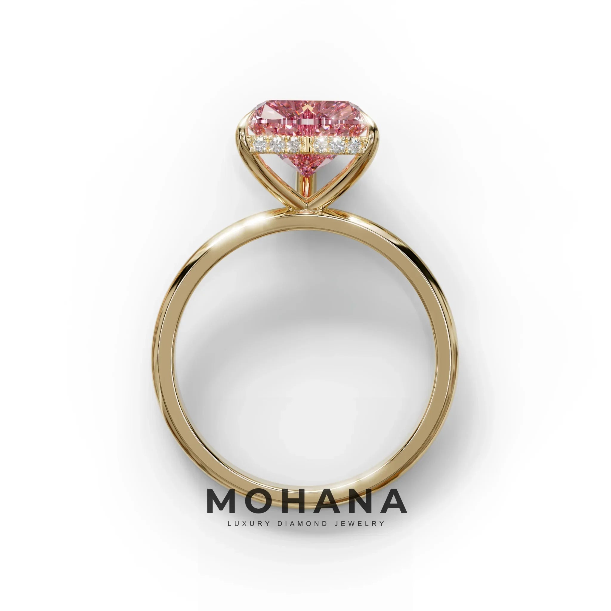 3 Carat Pink Heart Cut Hidden Halo Set Lab Grown Diamond Engagement Ring