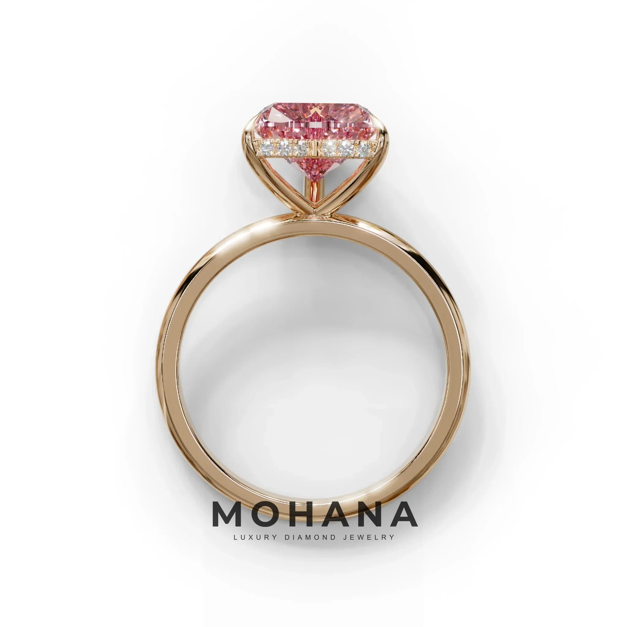 3 Carat Pink Heart Cut Hidden Halo Set Lab Grown Diamond Engagement Ring