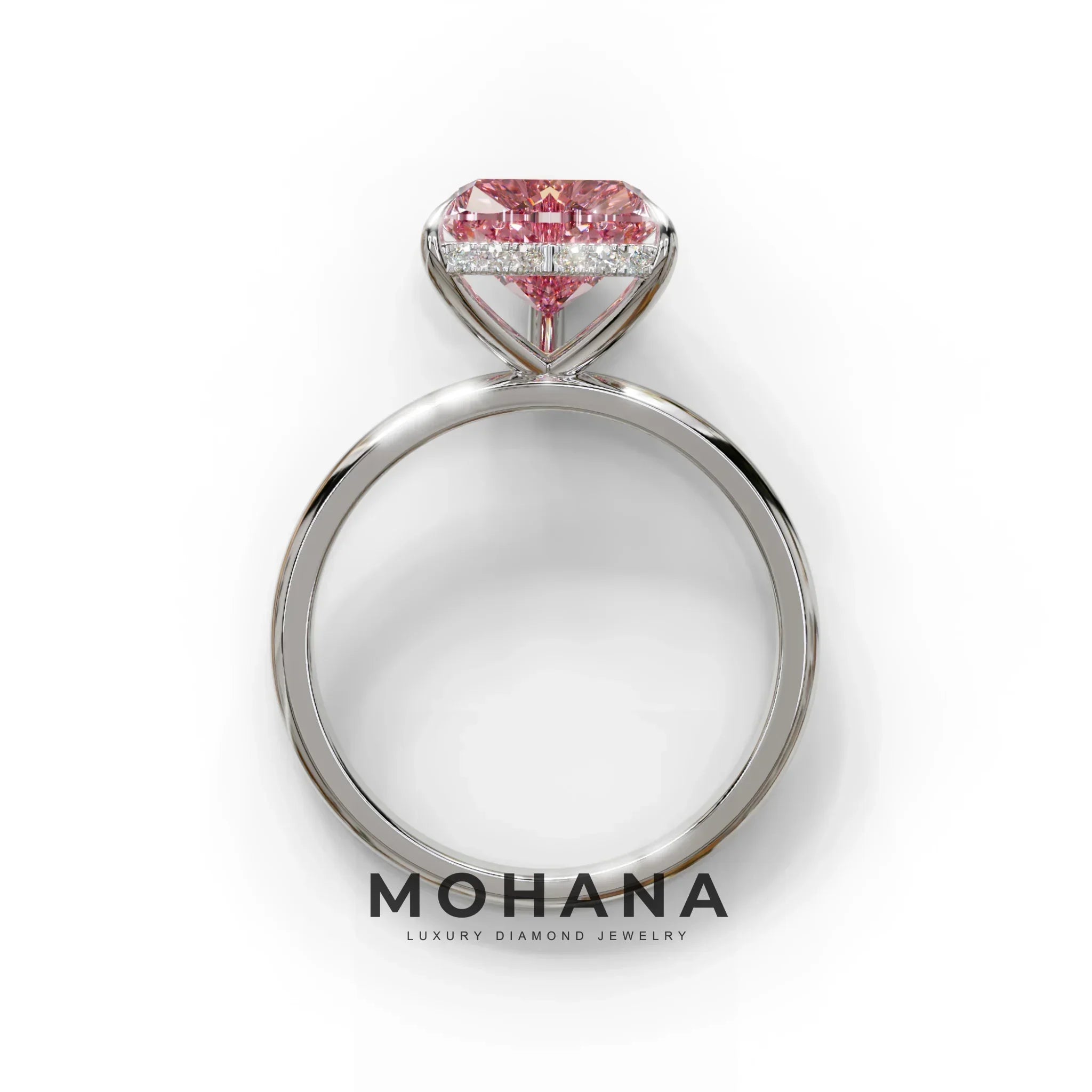 3 Carat Pink Heart Cut Hidden Halo Set Lab Grown Diamond Engagement Ring