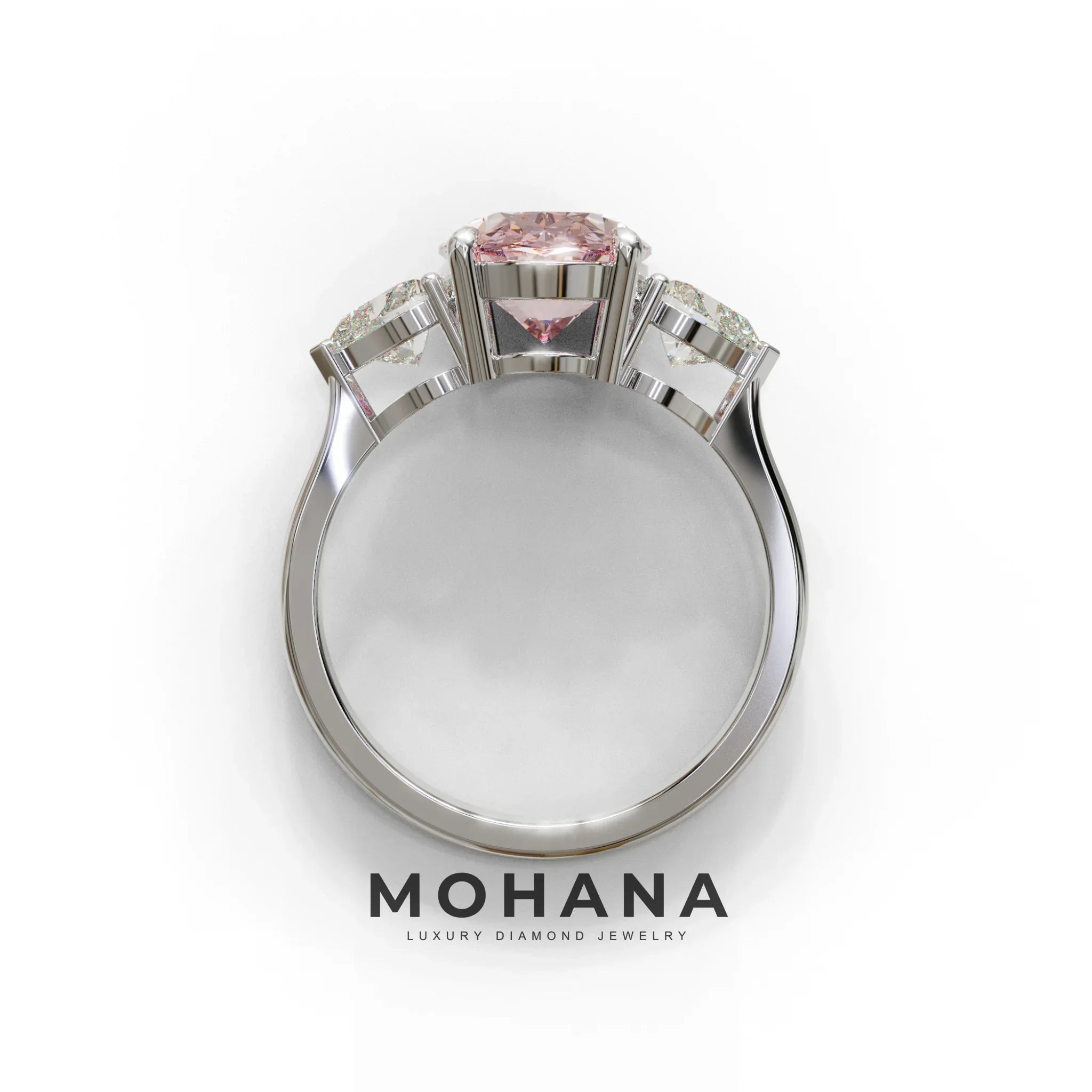 4 Ct Pink Oval & Heart Shape 3 Stone Engagement Diamond Ring - Lucid