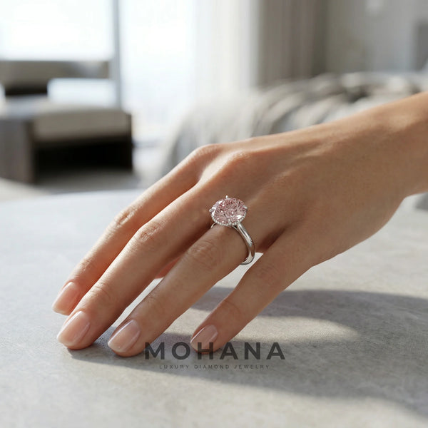 3 Carat Pink Lab Grown Diamond Engagement Ring – Hidden Halo Round Cut | Luxe Cercle alternate view