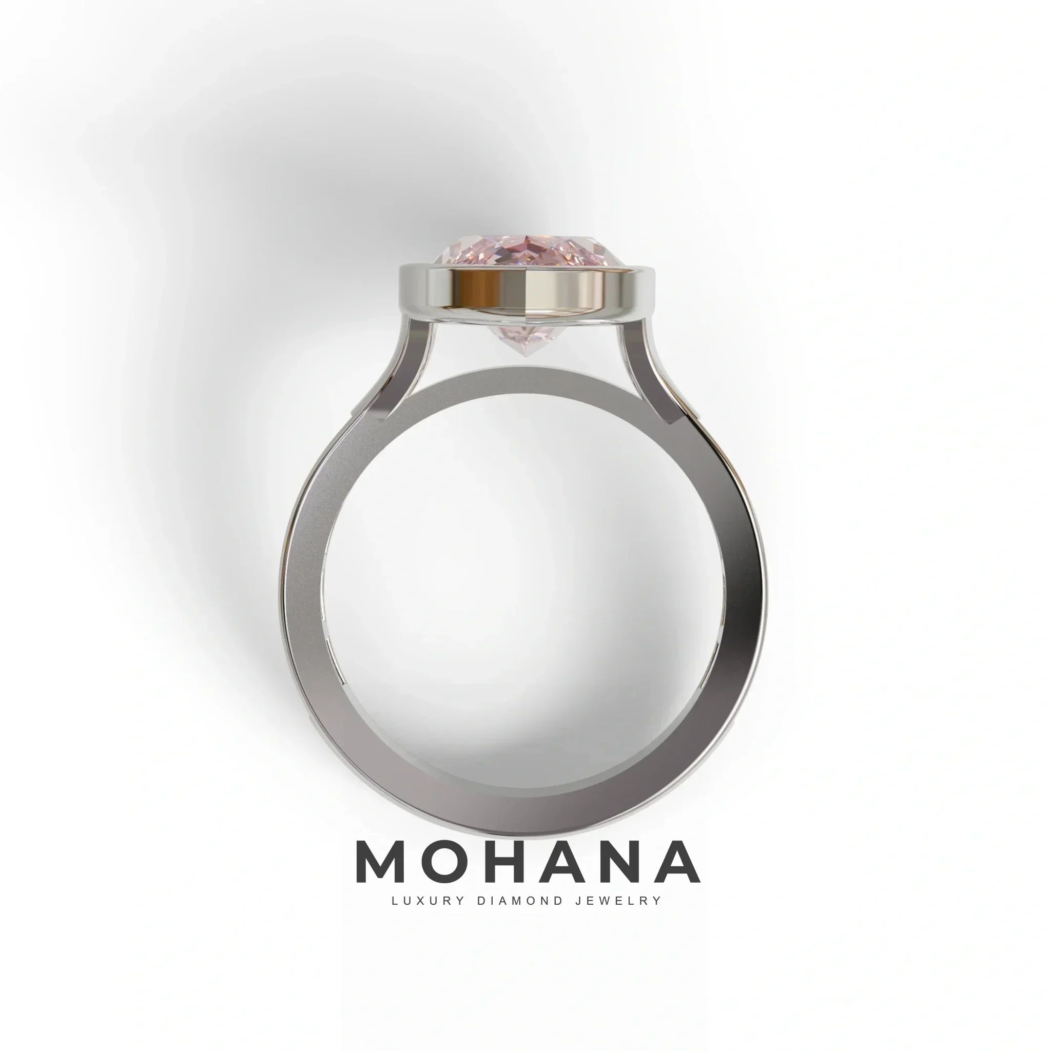 3 Ct Marquise Cut Pink Color Lab Diamond Ring With Bezel Set - Kayla