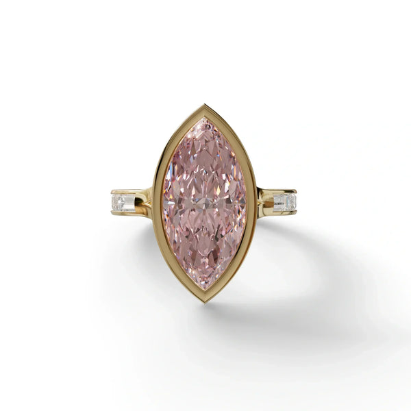 3 Carat Pink Lab Grown Diamond Engagement Ring – Marquise Cut Bezel | Kayla