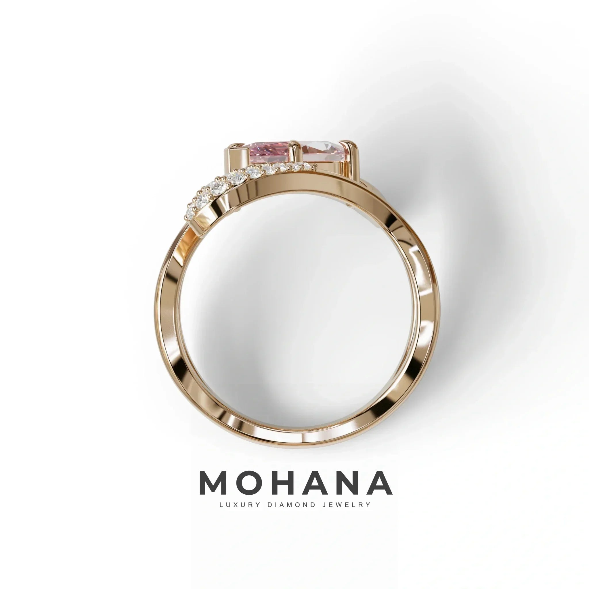3 Carat Marquise Cut Pink Lab Diamond Curve Ring - Myka