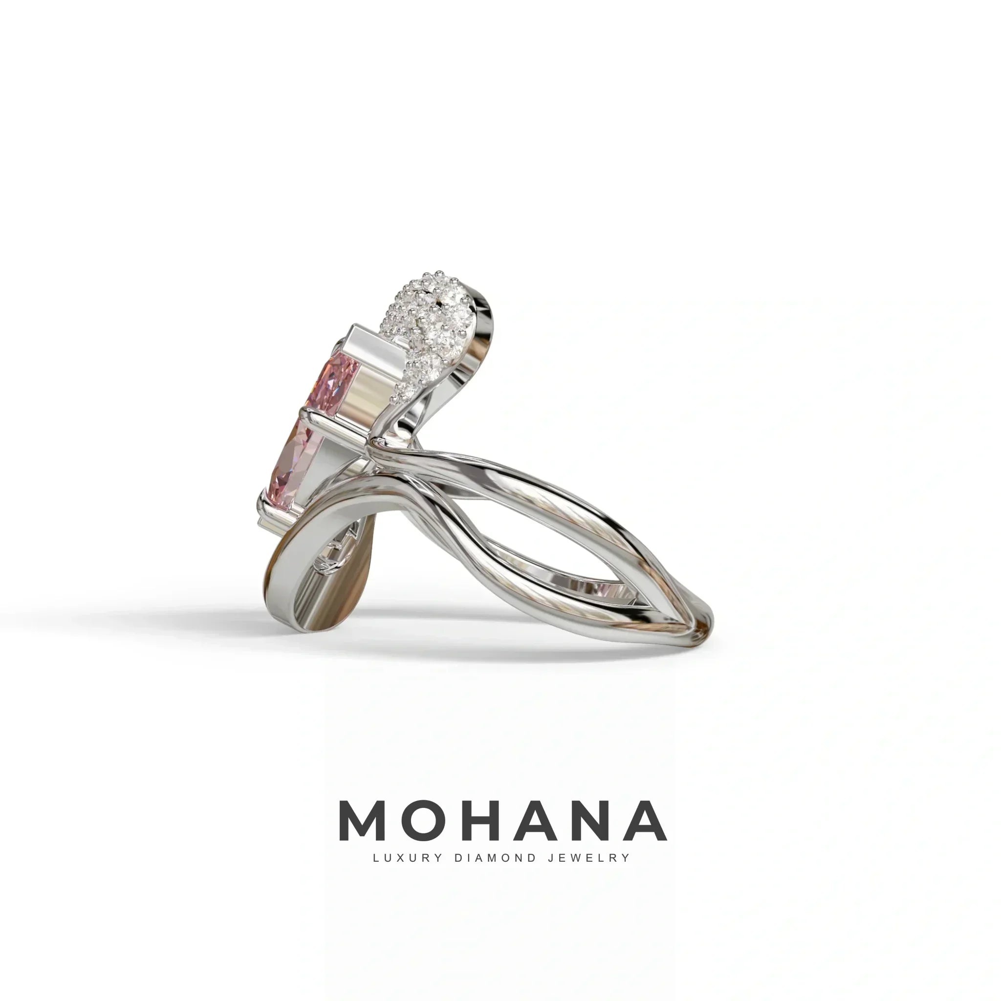 3 Carat Marquise Cut Pink Lab Diamond Curve Ring - Myka