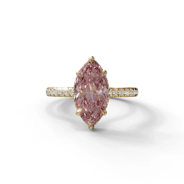 3 Carat Pink Lab Grown Diamond Engagement Ring – Marquise Cut Hidden Halo