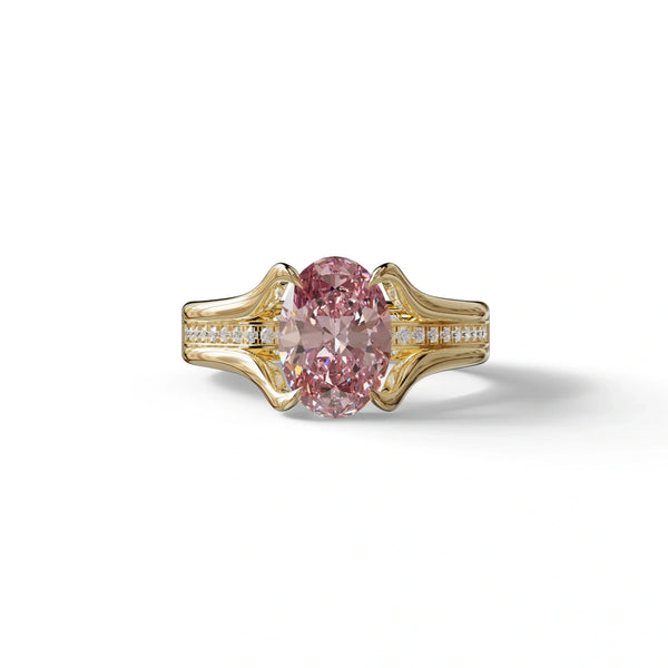 3 Carat Pink Lab Grown Diamond Engagement Ring – Oval Cut Halo