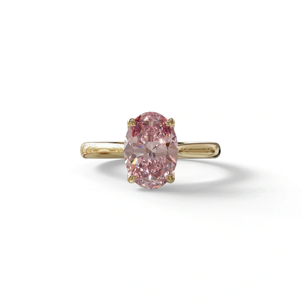3 Carat Pink Lab Grown Diamond Engagement Ring – Oval Cut Halo