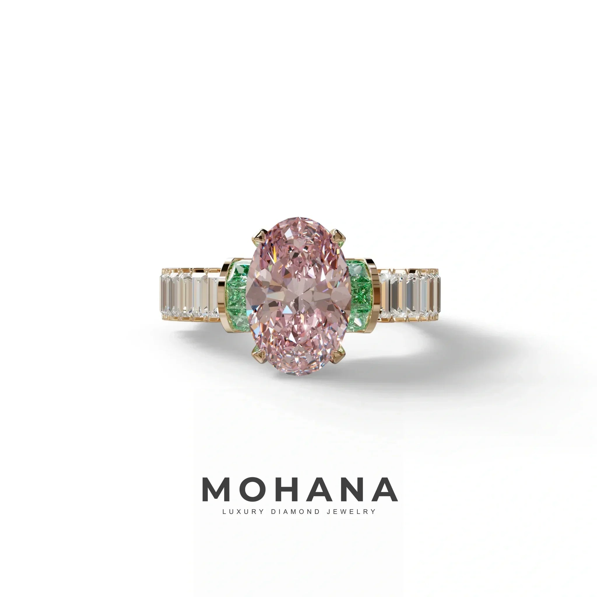 3 Carat Fancy Pink Oval Cut Lab-Grown Diamond Wedding Ring – Bellora - 10K Solid Gold / Rose Gold