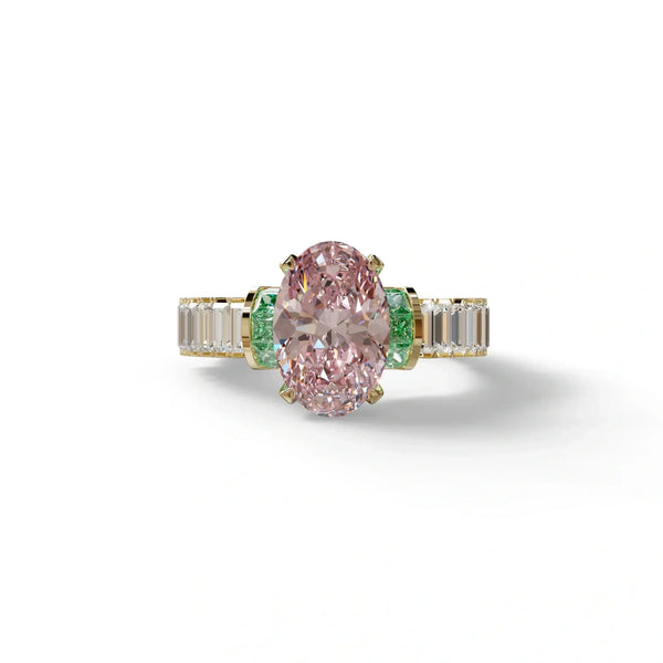 3 Carat Pink Lab Grown Diamond Engagement Ring – Oval Cut Halo
