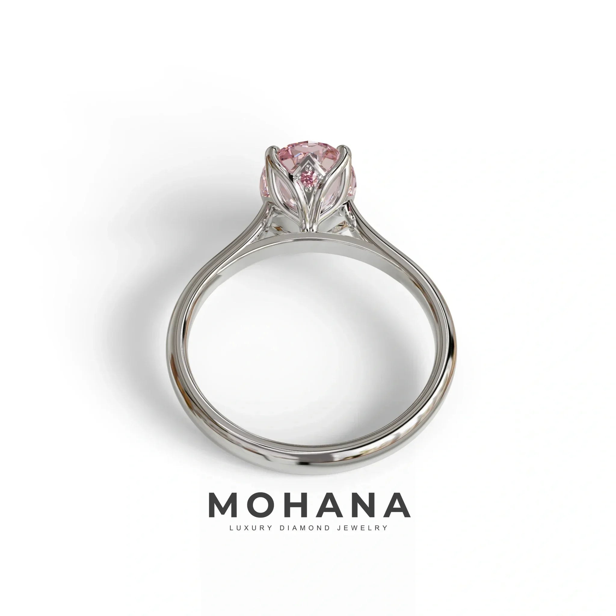 3 Carat Fancy Pink Lab Grown Diamond Oval Cut Engagement Ring | Secret Pink Diamond- Eclipse