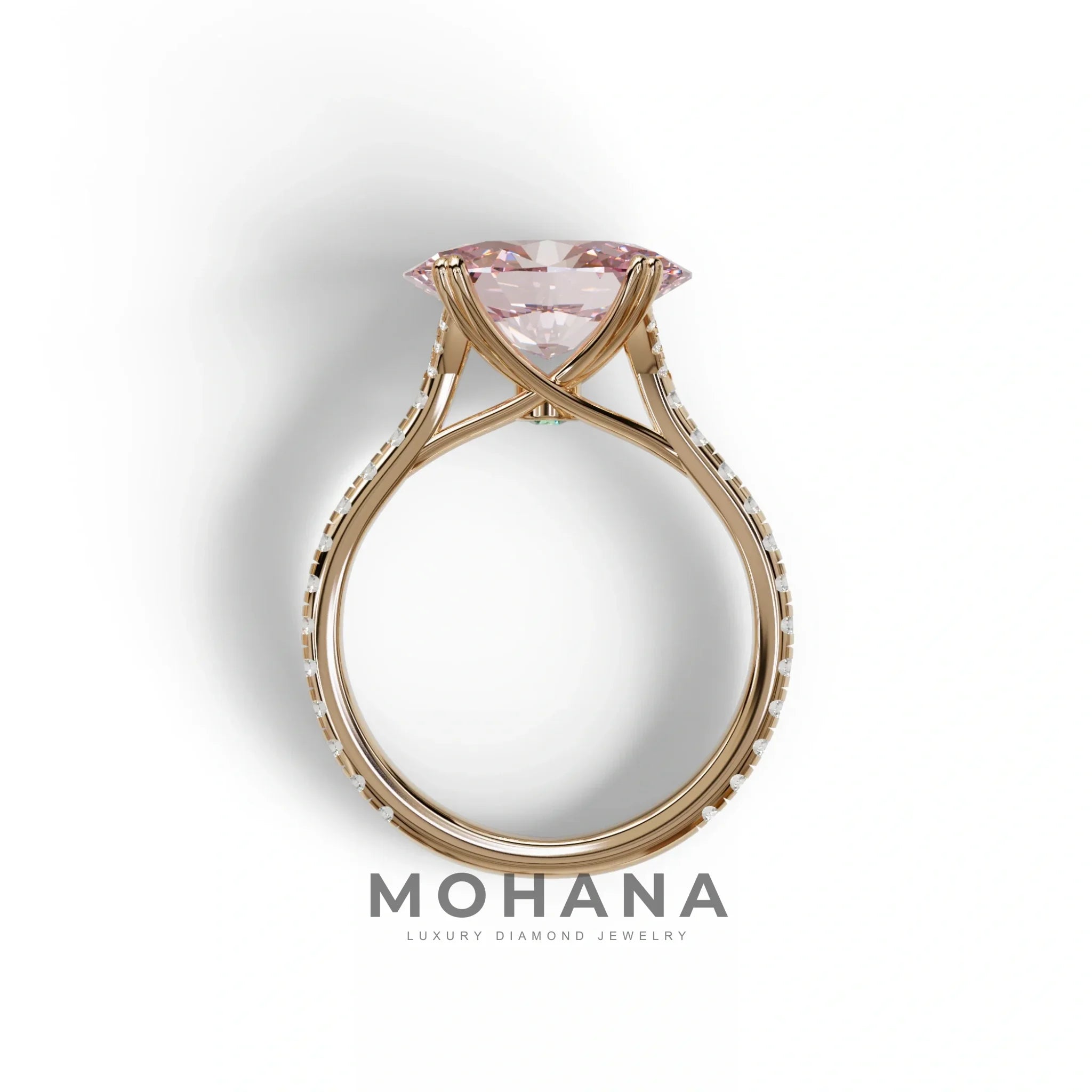 3 Carat Oval Cut Pink Lab Diamond Ring | Engagement Rings - Ellipse