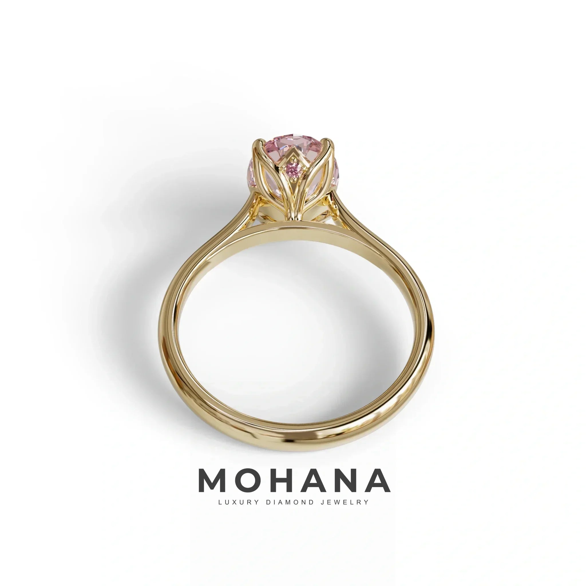 3 Carat Fancy Pink Lab Grown Diamond Oval Cut Engagement Ring | Secret Pink Diamond- Eclipse