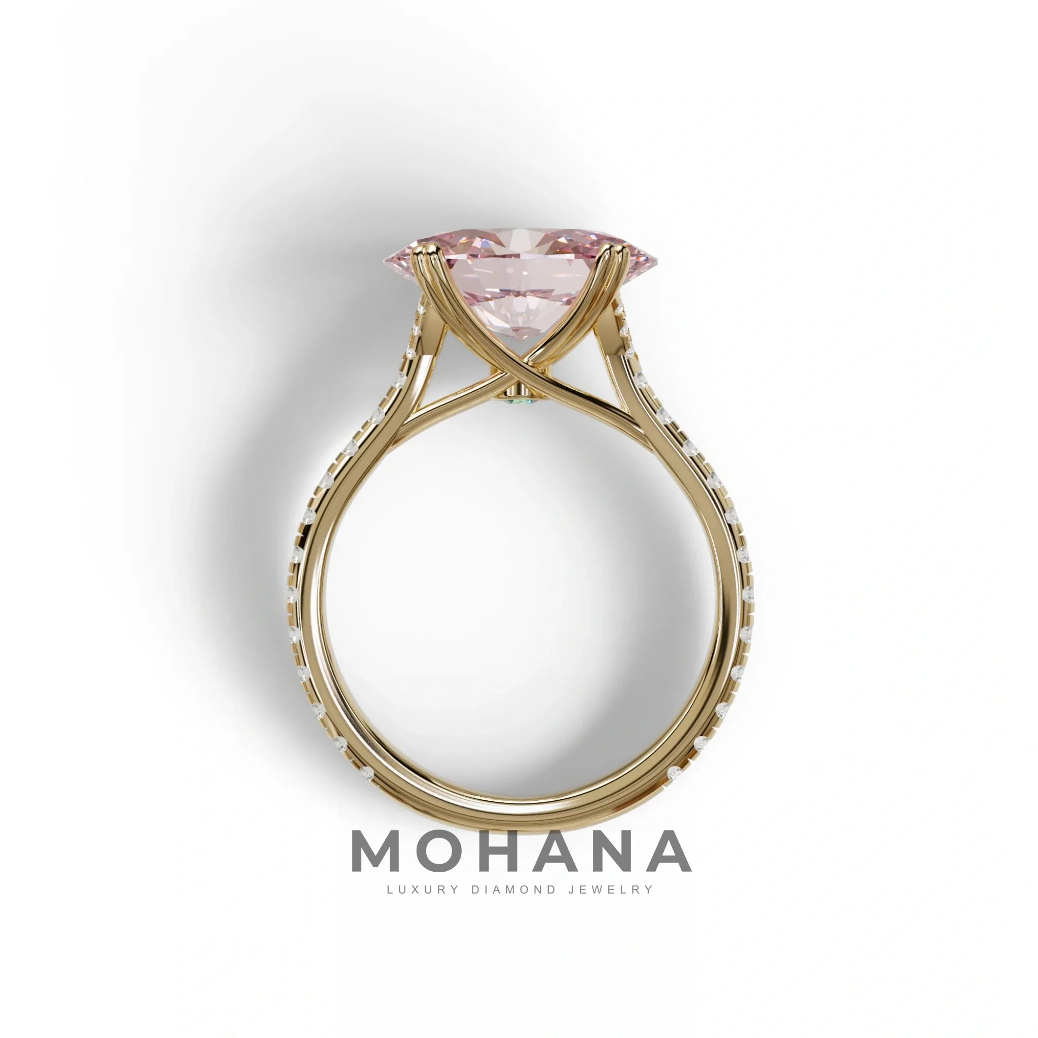 3 Carat Oval Cut Pink Lab Diamond Ring | Engagement Rings - Ellipse