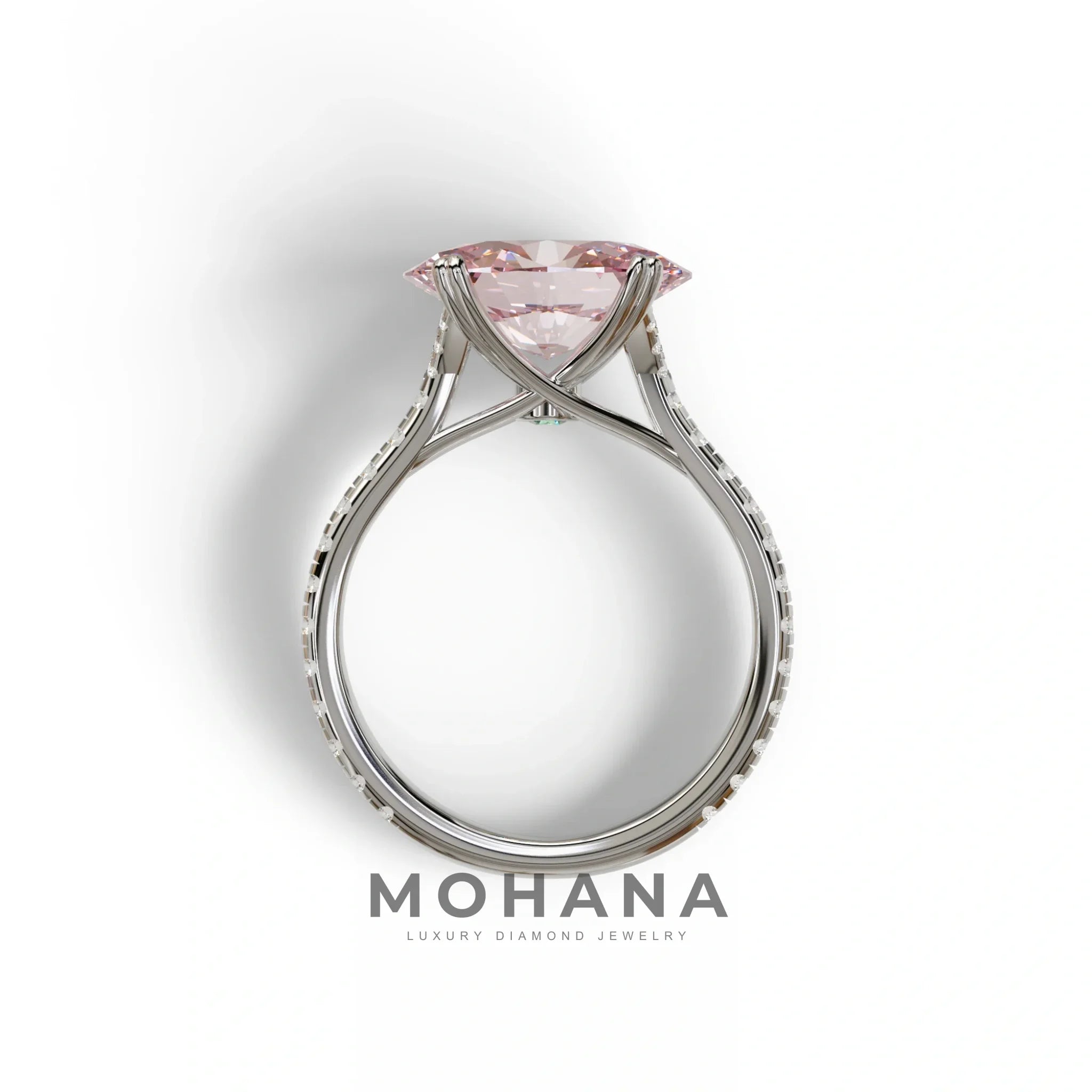 3 Carat Oval Cut Pink Lab Diamond Ring | Engagement Rings - Ellipse
