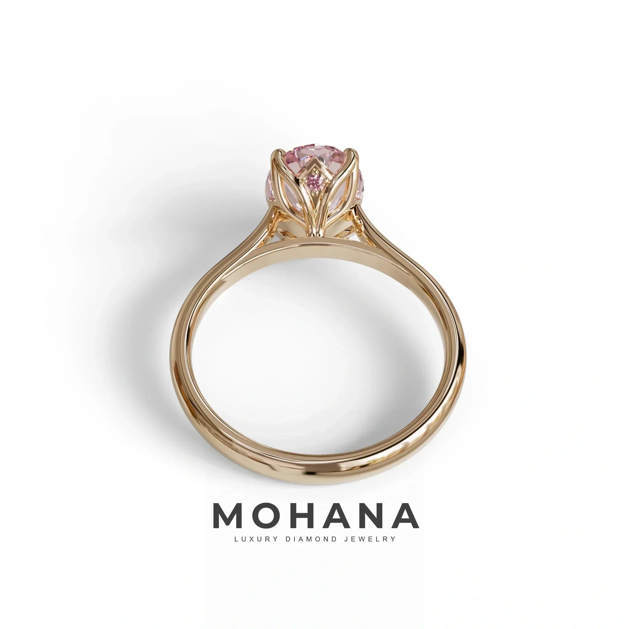 3 Carat Fancy Pink Lab Grown Diamond Oval Cut Engagement Ring | Secret Pink Diamond- Eclipse