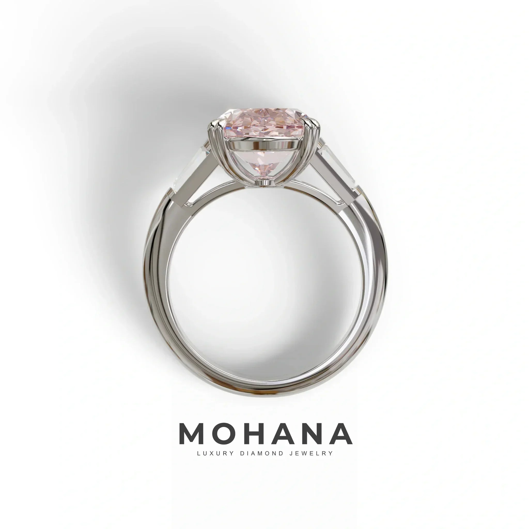 3 Carat Pink Oval & Baguette Lab Diamond Ring - Persi