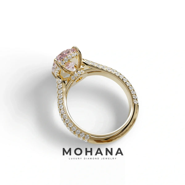 3 Carat Pink Lab Grown Diamond Engagement Ring – Oval Cut Hidden Halo | Viviana alternate view