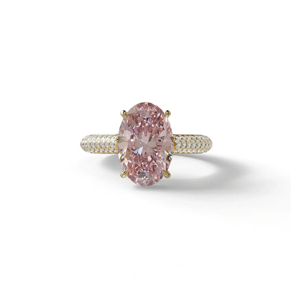 3 Carat Pink Lab Grown Diamond Engagement Ring – Oval Cut Hidden Halo | Viviana