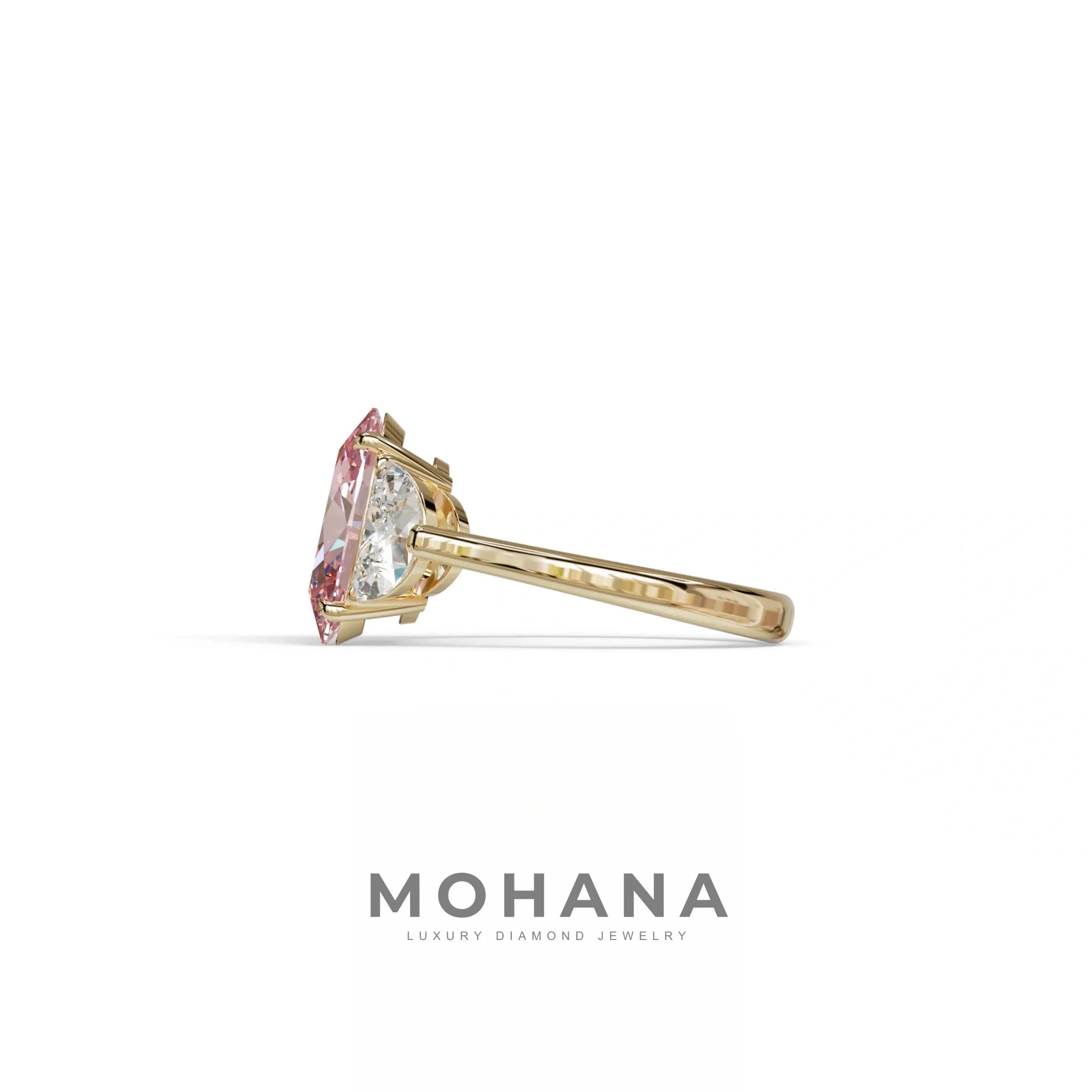 3 Carat Pink Lab Grown Diamond Engagement Ring · Oval Cut Three Stone | Constellation - view 4
