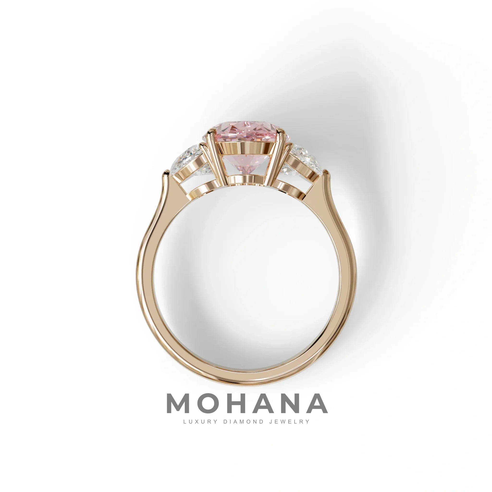 3 Carat Pink Lab Grown Diamond Engagement Ring · Oval Cut Three Stone | Constellation - view 8