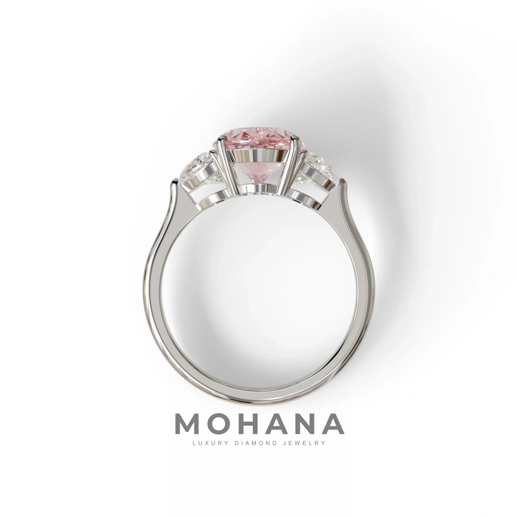 3 Carat Pink Lab Grown Diamond Engagement Ring · Oval Cut Three Stone | Constellation - view 9
