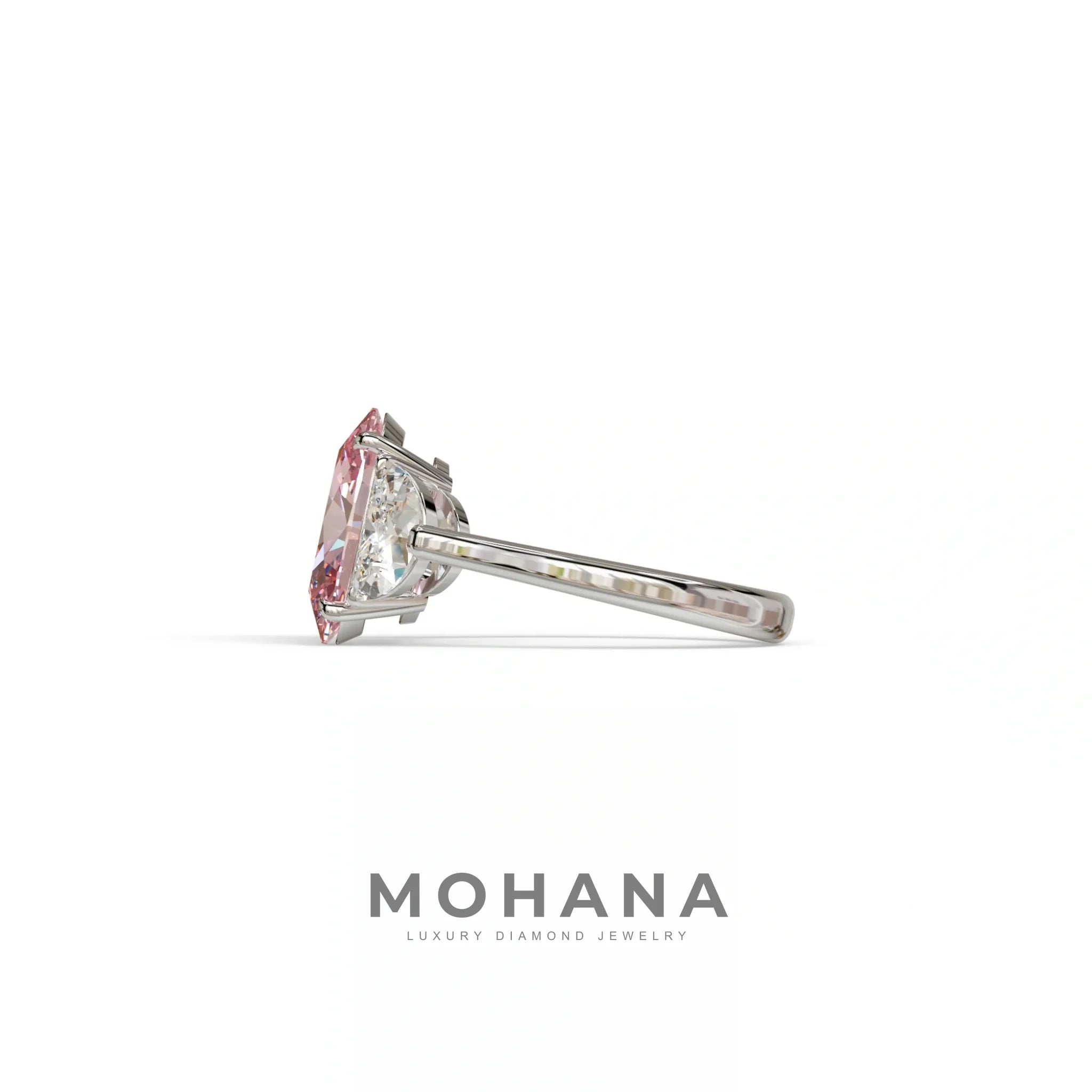 3 Carat Pink Lab Grown Diamond Engagement Ring · Oval Cut Three Stone | Constellation - view 6