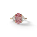 3 Carat Pink Lab Grown Diamond Engagement Ring · Oval Cut Three Stone | Constellation - view 1