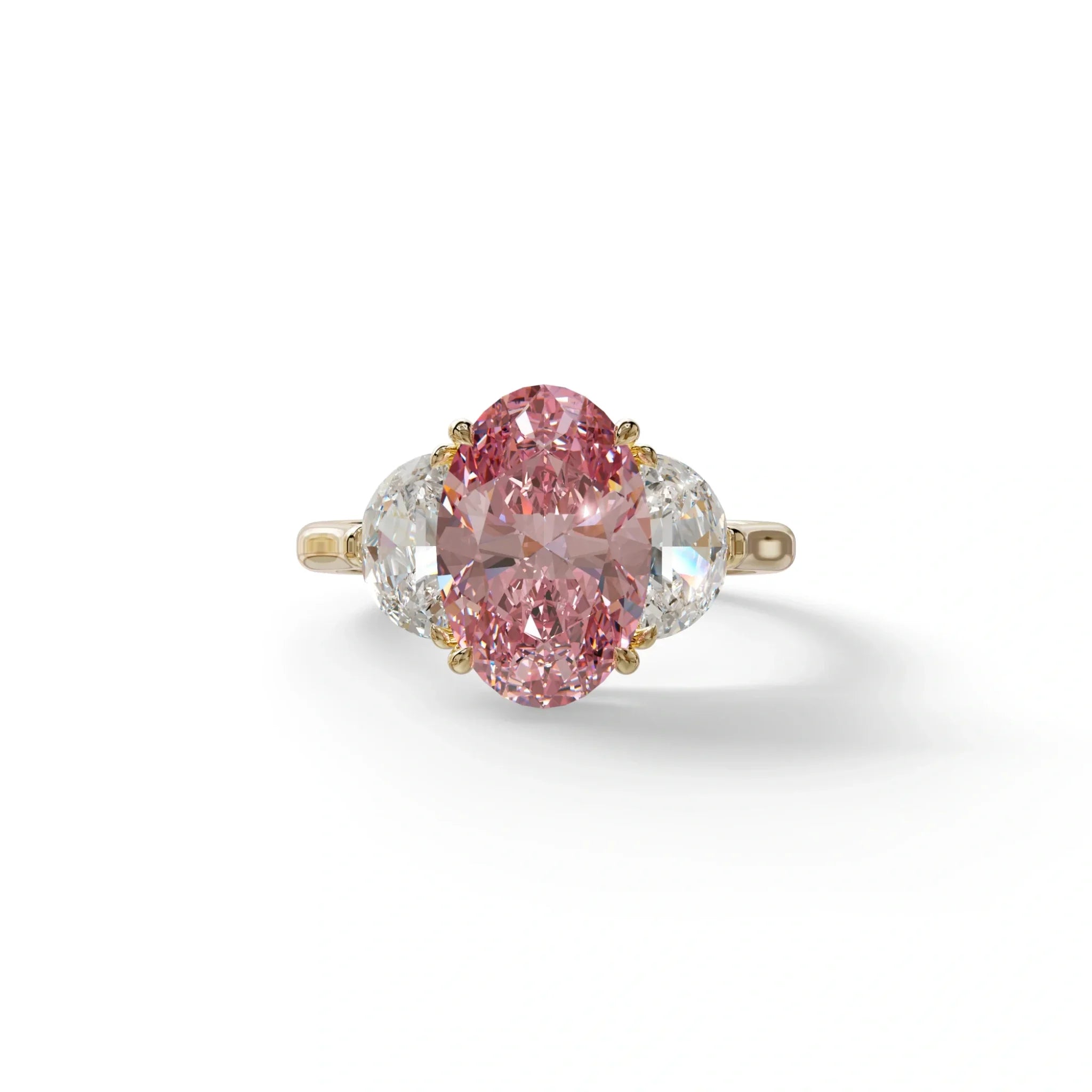 3 Carat Pink Lab Grown Diamond Engagement Ring · Oval Cut Three Stone | Constellation - view 1